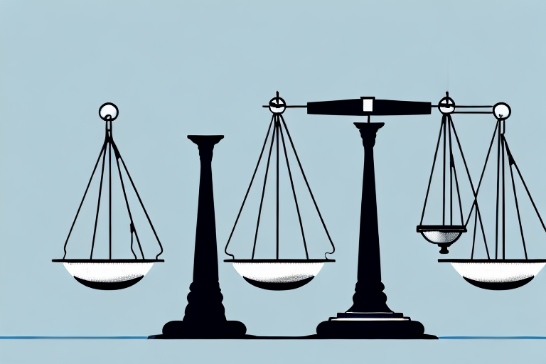 A balanced scale with a gavel on one side and a document (representing legal papers) on the other