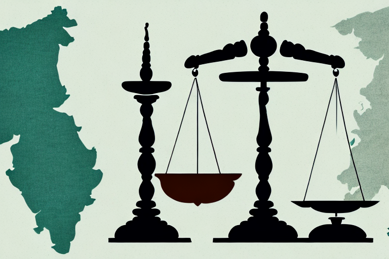 A balanced scale with a feather on one side and a gavel on the other