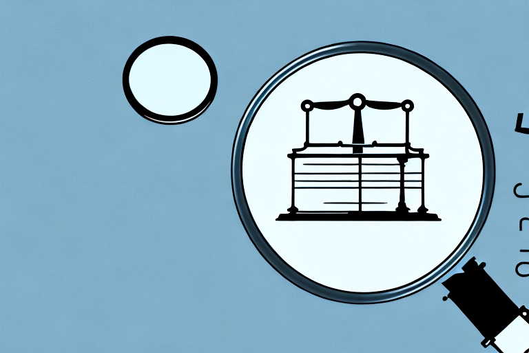 A balanced scale with a magnifying glass on one side and a briefcase on the other