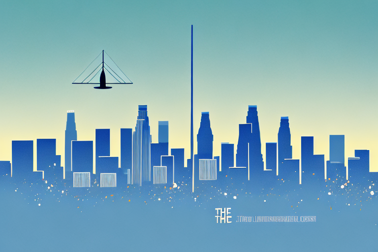 The iconic los angeles skyline with a balance scale