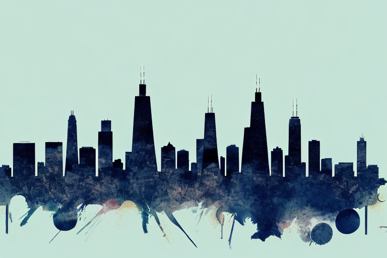 The iconic chicago skyline with a balanced scale