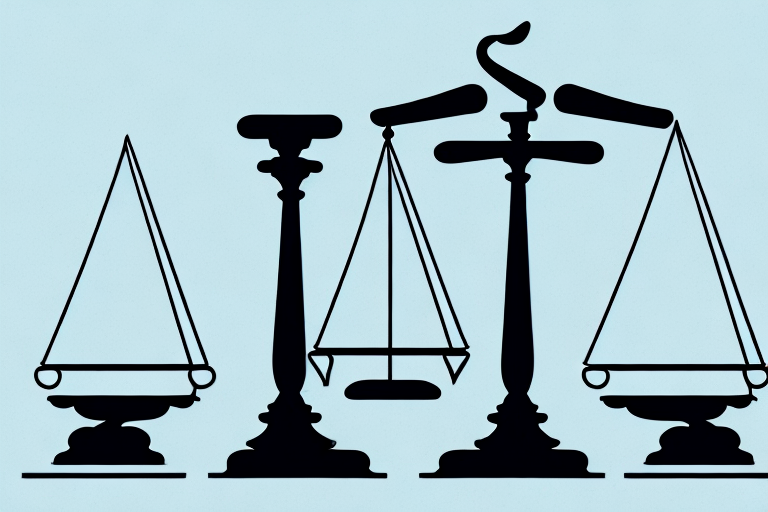 A balanced scale with a contract on one side and a gavel on the other