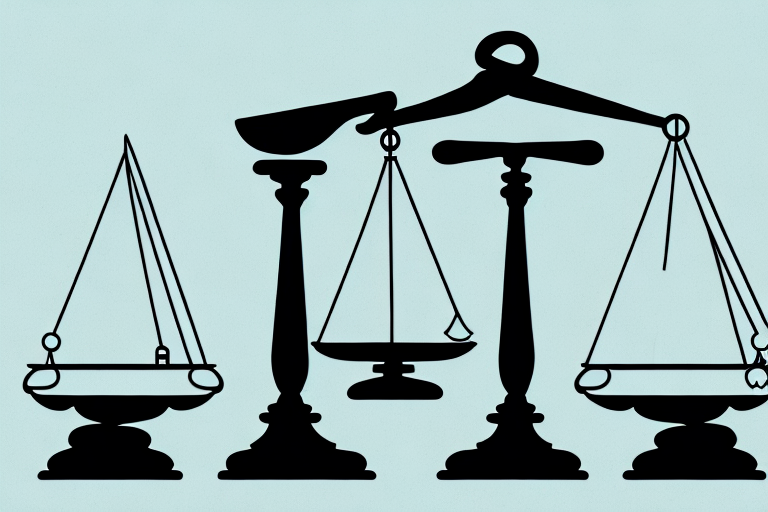 A balanced scale with a contract on one side and a gavel on the other