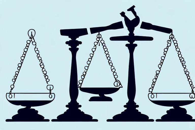 A balanced scale with a contract on one side and a gavel on the other