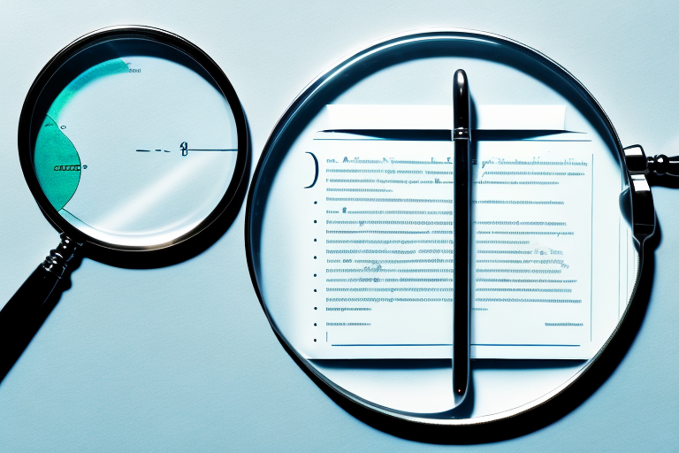 A balanced scale with a law book on one side and a magnifying glass on the other