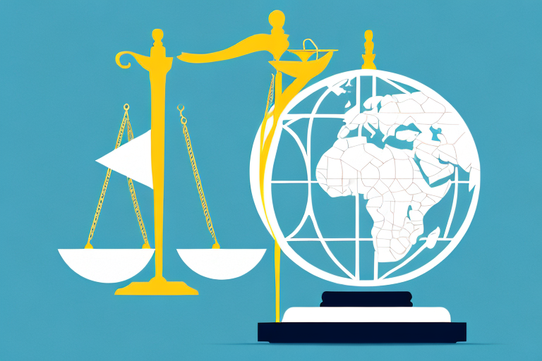 A balanced scale of justice on a globe