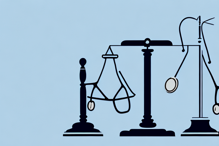 A balanced scale with a stethoscope on one side and a gavel on the other