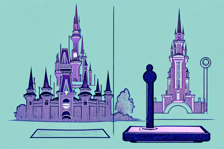 A symbolic balance scale with a will document on one side and iconic landmarks of orlando