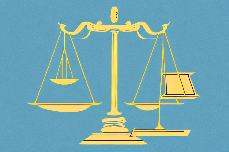 The scales of justice balancing a house (symbolizing family) and a gavel (symbolizing law)