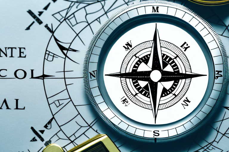 A navigational compass surrounded by various family law symbols like a house