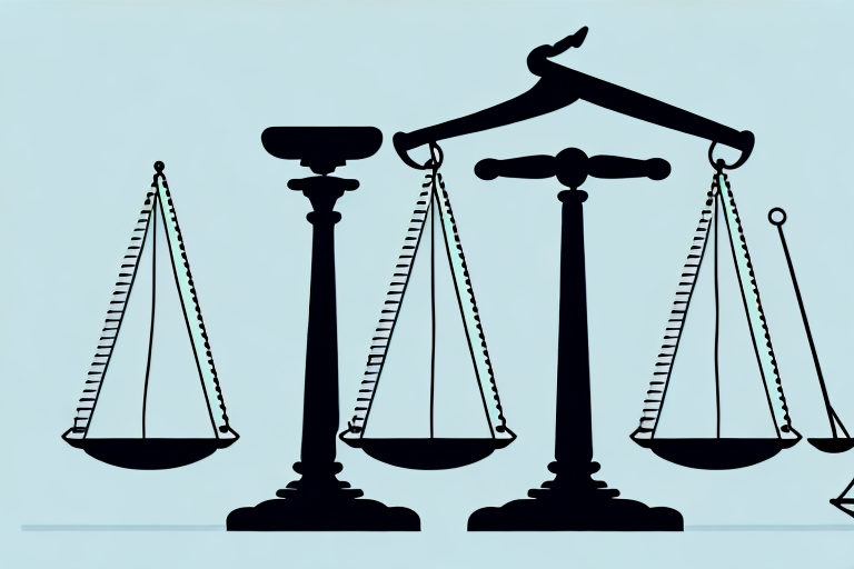 A balanced justice scale with a gavel and a map pinpointing a location