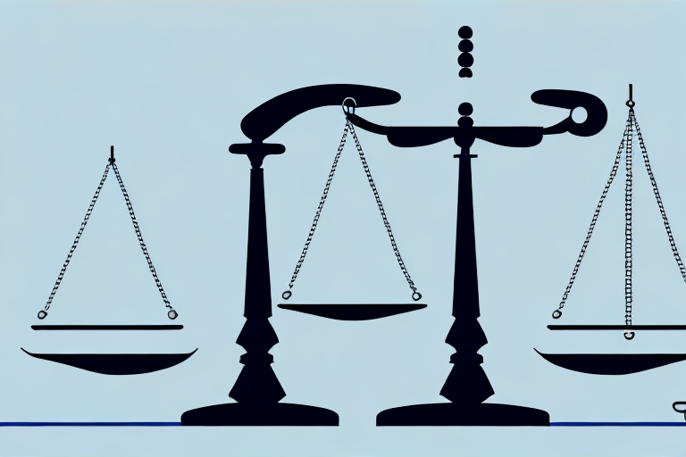 A balanced scale with legal documents on one side and a magnet attracting metal leads on the other