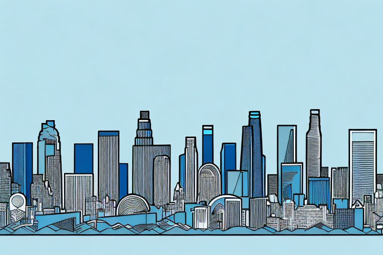 The cityscape of los angeles with iconic landmarks