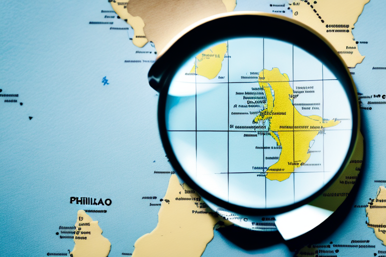 A balanced scale on top of a map of the philippines