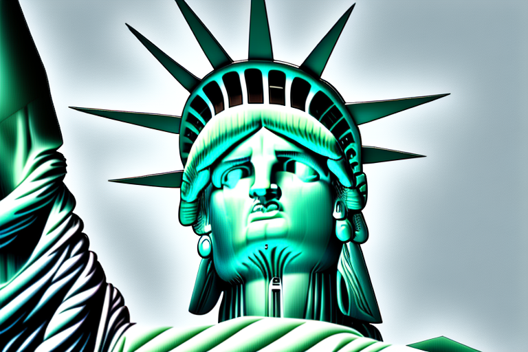 The statue of liberty holding a balance scale