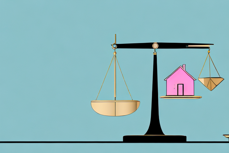 A balanced scale with a house on one side and various assets like a car