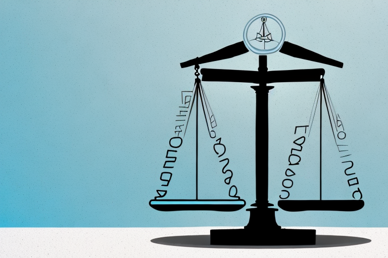 A symbolic balance scale with a house on one side and a gavel on the other