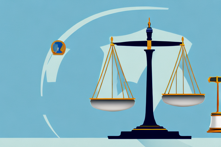 A symbolic balance scale with a house on one side and a gavel on the other