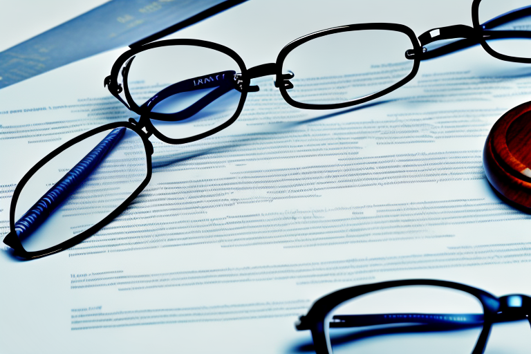 A pair of glasses resting on top of a legal document