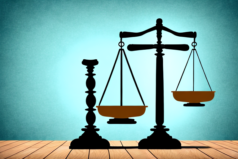 A balance scale tipping towards a gavel