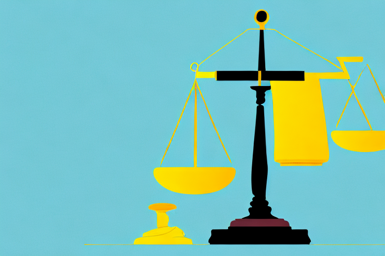 A balance scale where one side is weighed down by a legal gavel and the other side has a banana peel