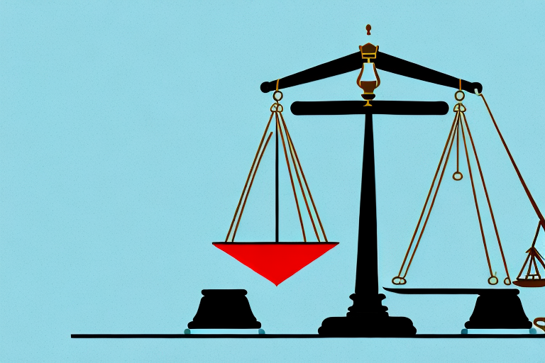 A balance scale with a legal gavel on one side and a safety cone on the other