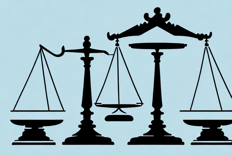 A balanced scale with a tax document on one side and a gavel on the other