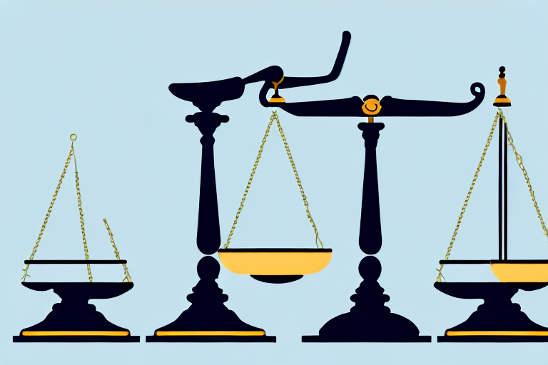 A balanced scale with a tn visa document on one side and a gavel on the other