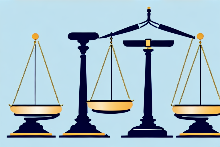 A balanced scale with a work visa on one side and a gavel on the other