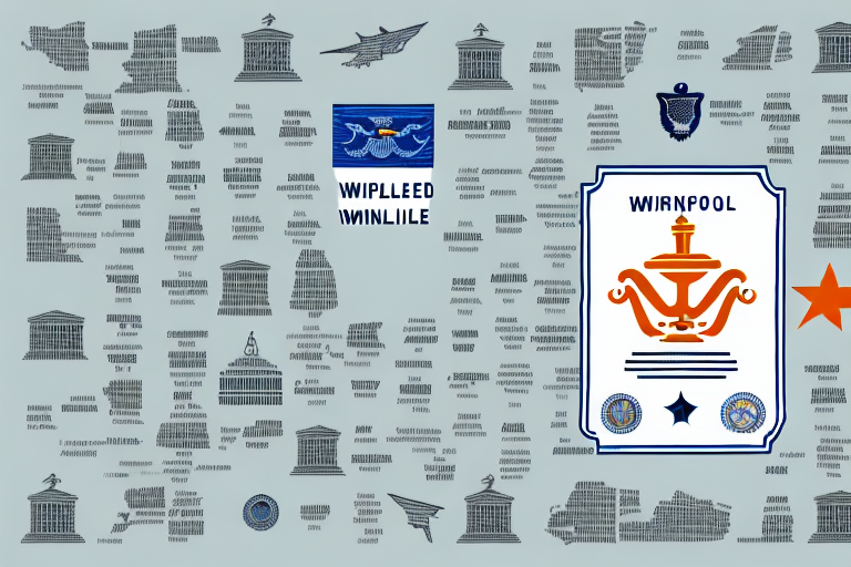 A map highlighting the state of tennessee with symbols of law (like a gavel or scales of justice) and immigration (like a passport or suitcase)