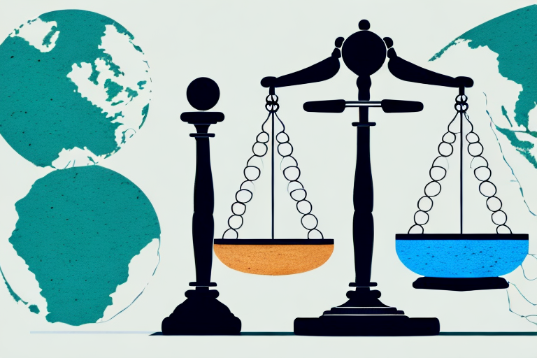 A balance scale with a will document on one side and a gavel on the other