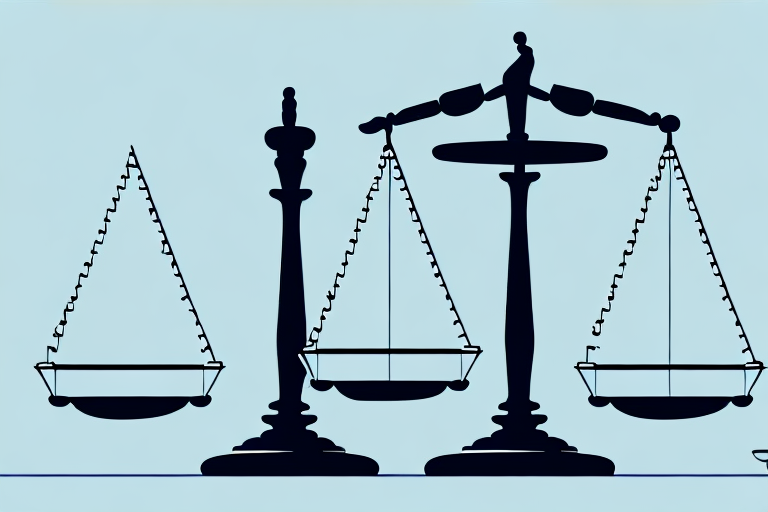 A balance scale with a will on one side and a gavel on the other