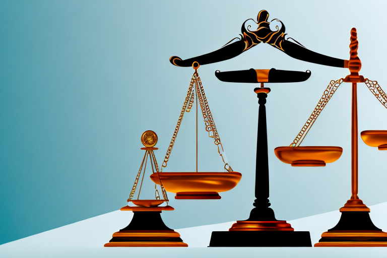 A balanced scale with a will document on one side and a gavel on the other