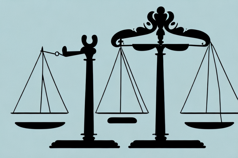 A balanced scale with a will on one side and a house (representing an estate) on the other