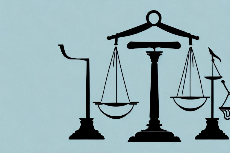 A balanced scale with a gavel on one side and a feather on the other