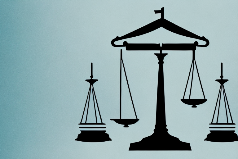 A balanced scale with a gavel on one side and a feather on the other