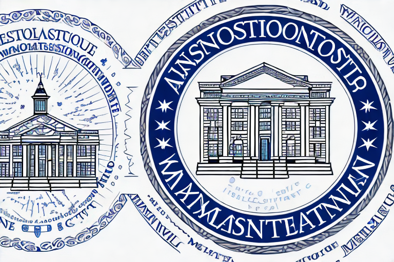 The washington state map with symbolic representations of legal documents