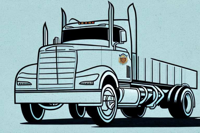 A truck on a kansas city backdrop with scales of justice subtly incorporated in the design