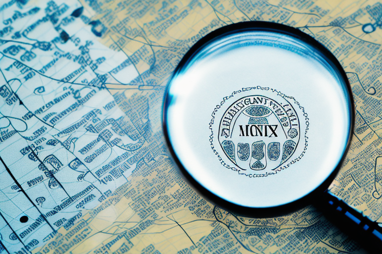 A magnifying glass over a map