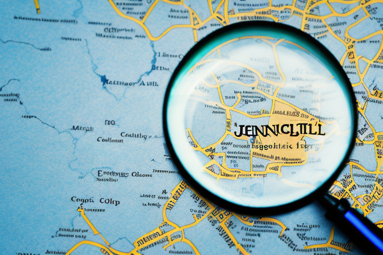 A magnifying glass over a map of jenks