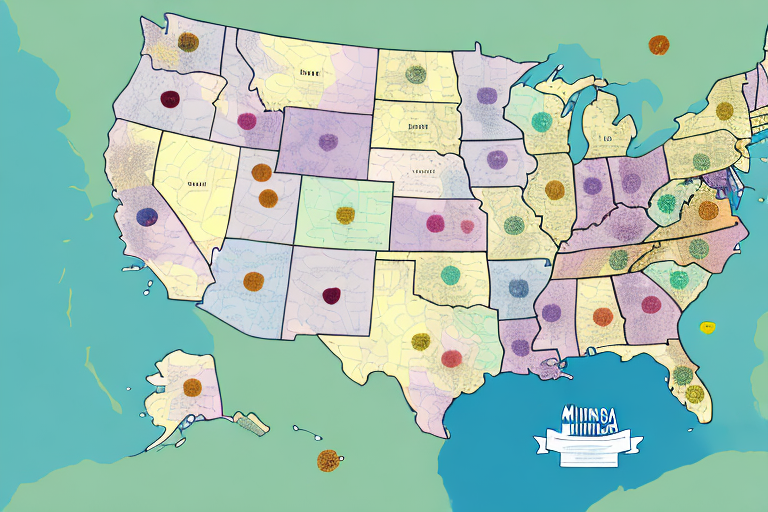 A map of minnesota highlighting various locations with a notary public symbol